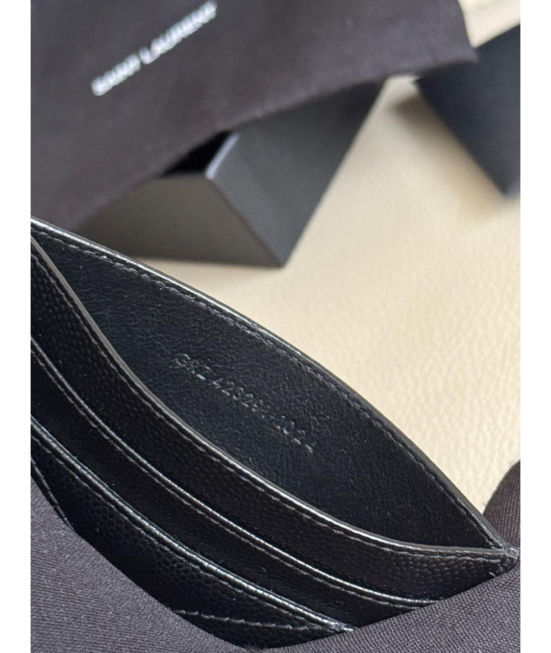 SAINT LAURENT Черный кожаный кардхолдер, фото 8