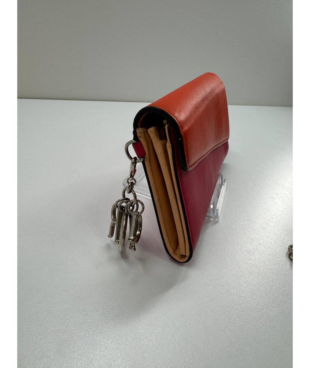 CHRISTIAN DIOR Бордовый кожаный кошелек, фото 5