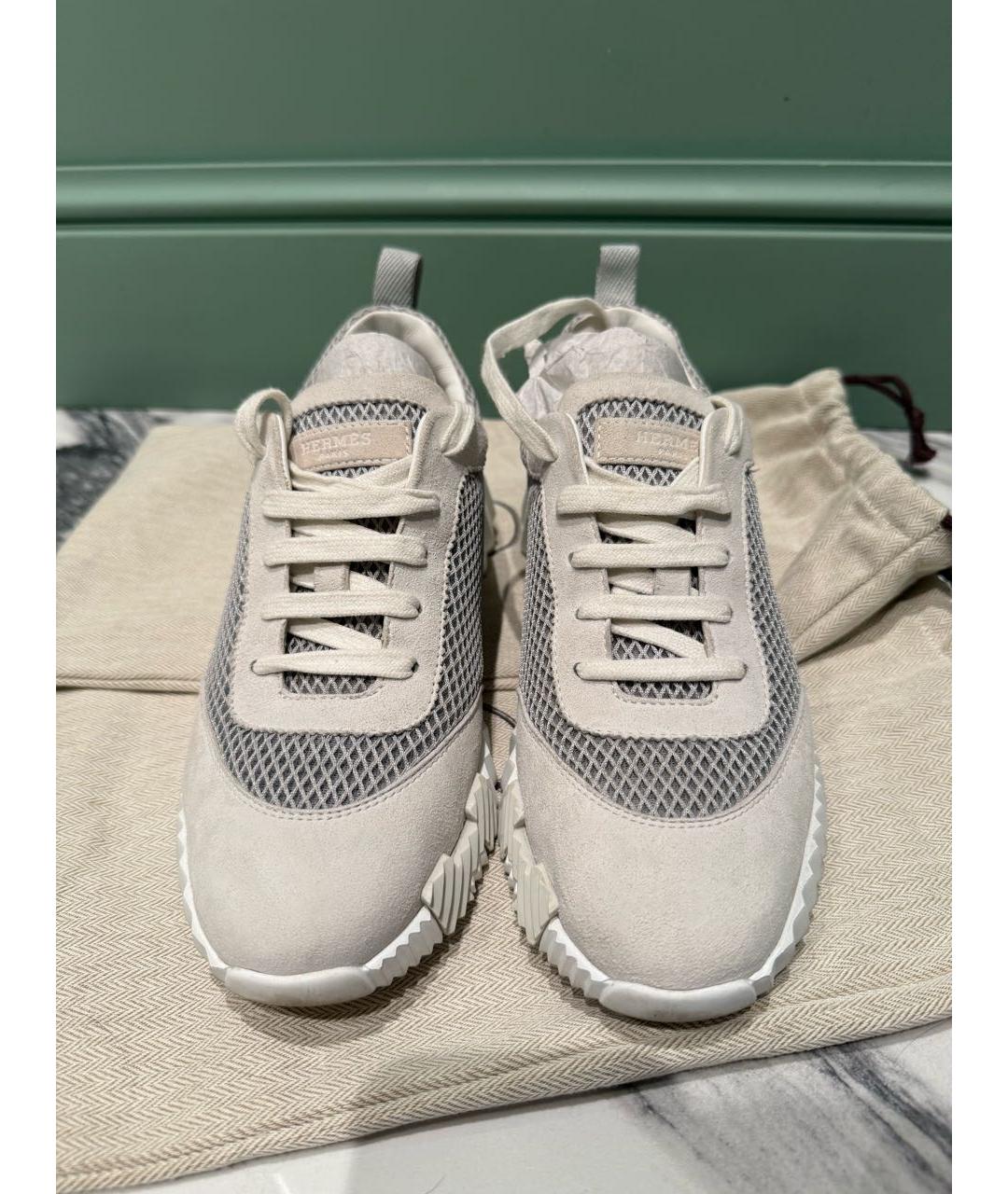HERMES Серые замшевые кроссовки, фото 4