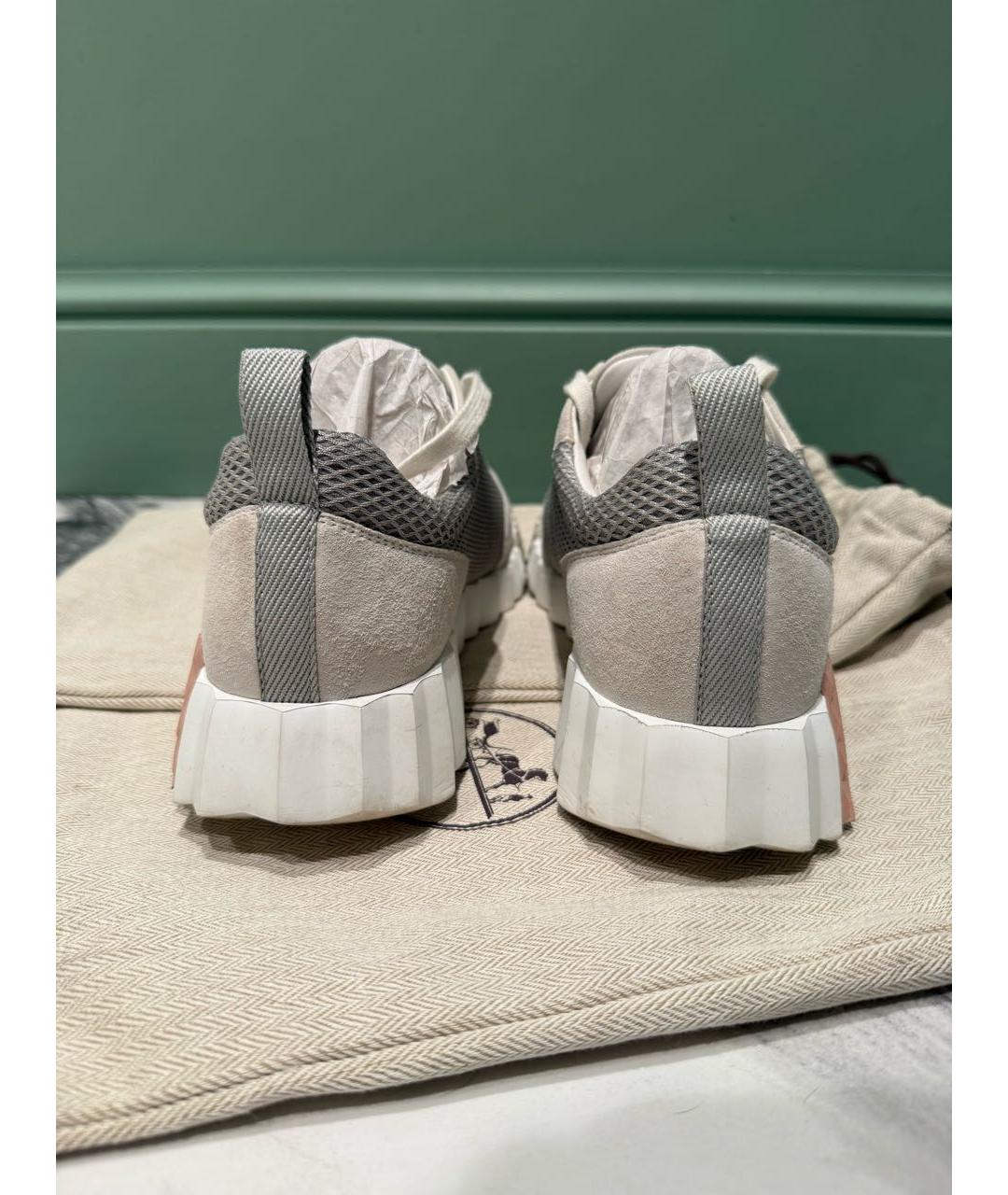 HERMES Серые замшевые кроссовки, фото 3