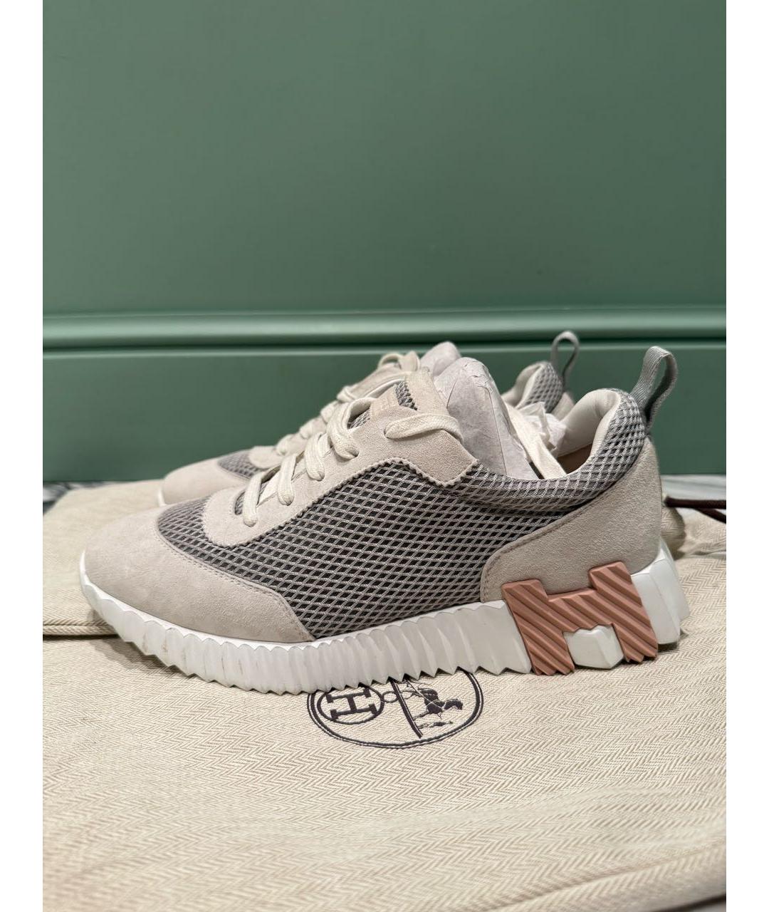 HERMES Серые замшевые кроссовки, фото 2