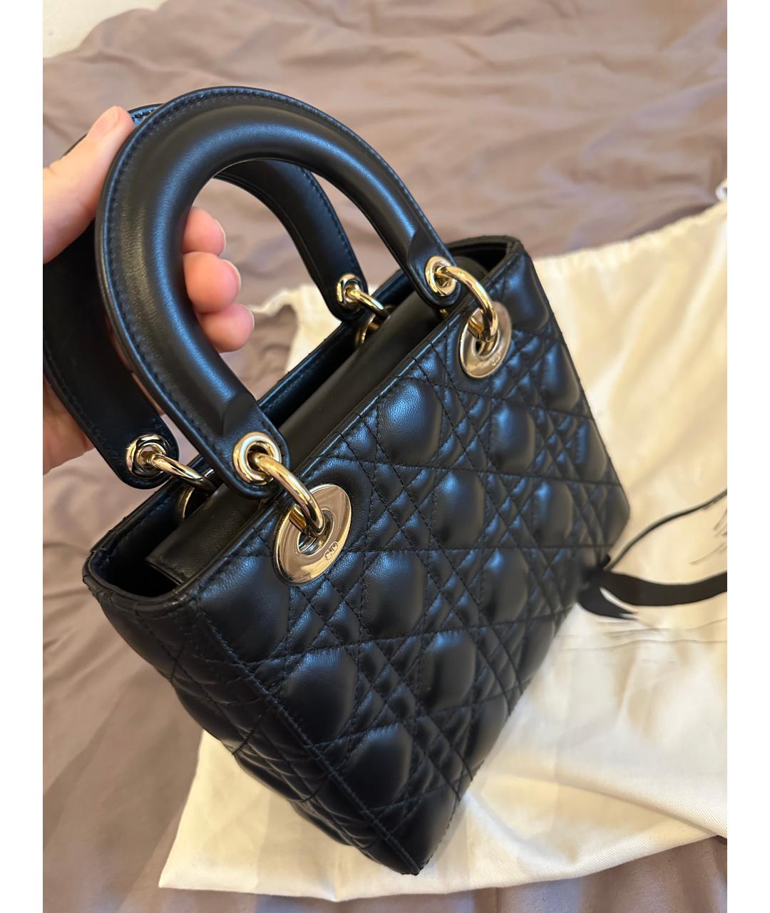 CHRISTIAN DIOR Черная кожаная сумка с короткими ручками, фото 2