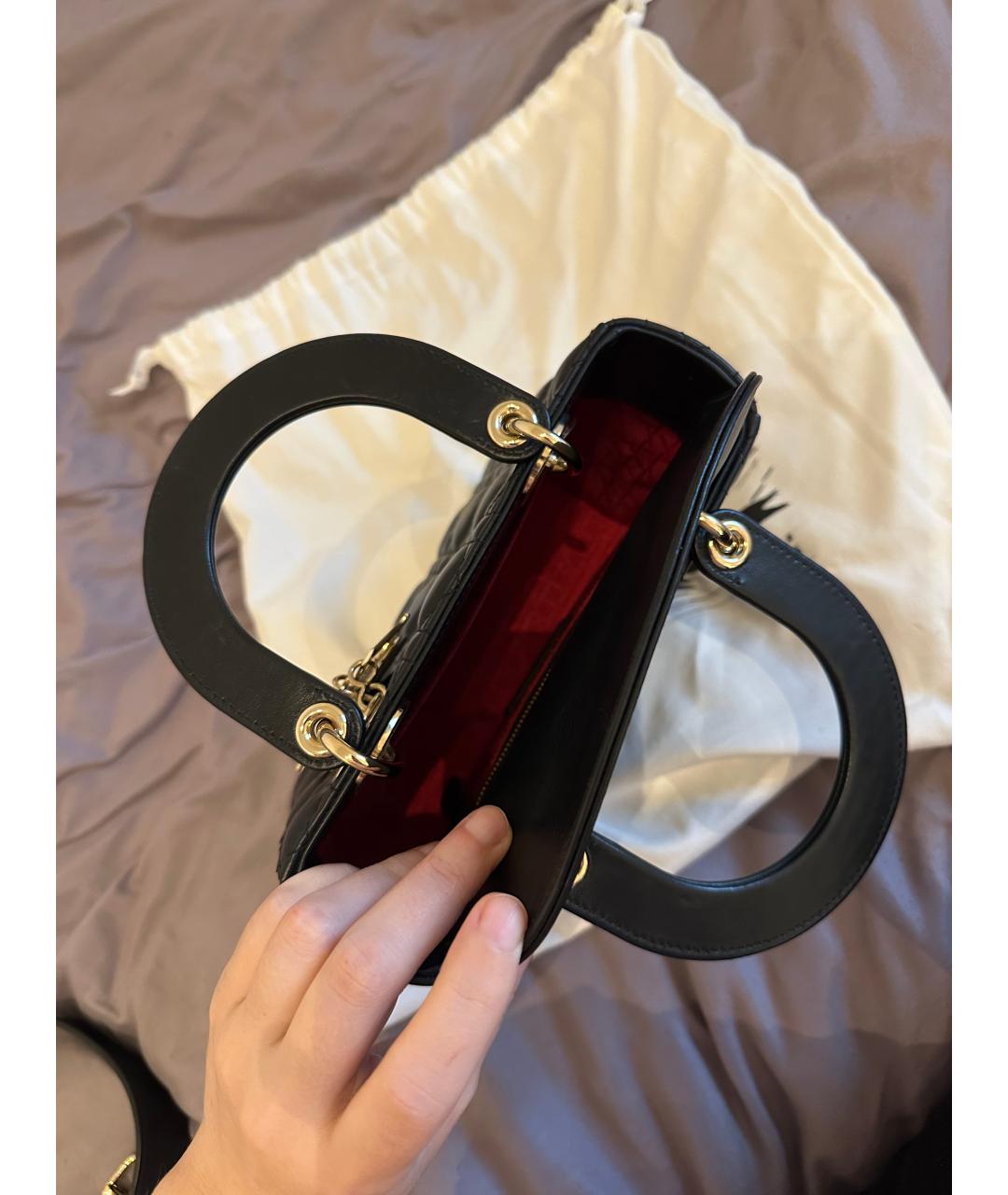 CHRISTIAN DIOR Черная кожаная сумка с короткими ручками, фото 4