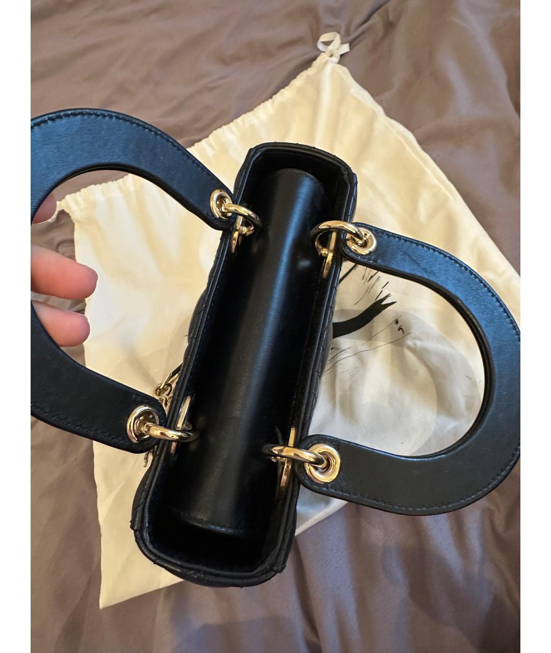 CHRISTIAN DIOR Черная кожаная сумка с короткими ручками, фото 5