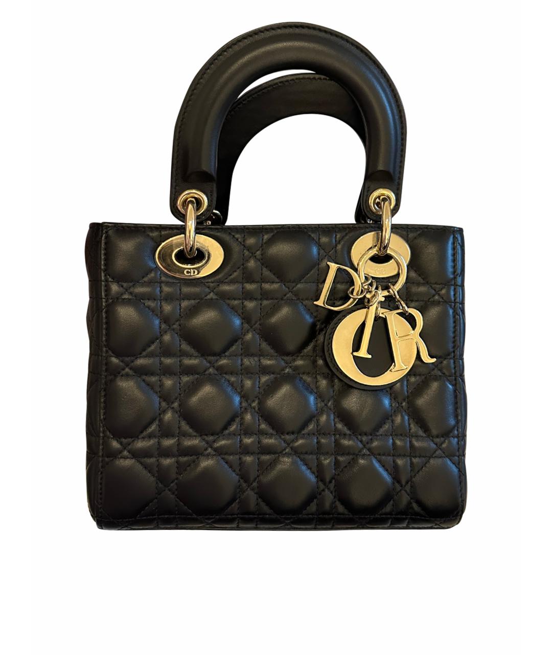 CHRISTIAN DIOR Черная кожаная сумка с короткими ручками, фото 1