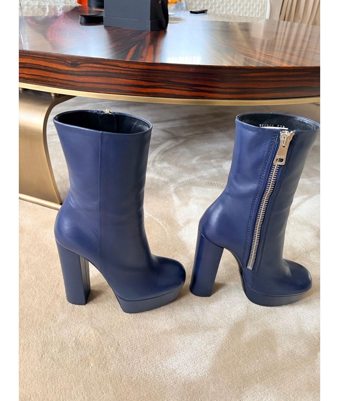 GUCCI Темно-синие кожаные ботильоны, фото 2
