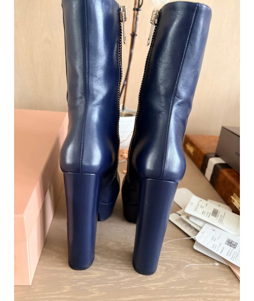 GUCCI Темно-синие кожаные ботильоны, фото 4