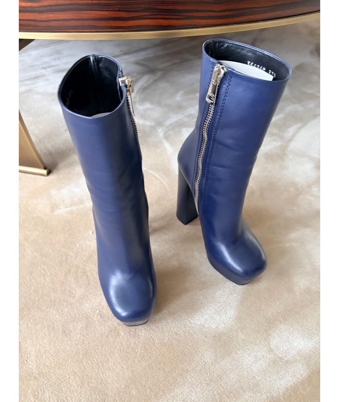 GUCCI Темно-синие кожаные ботильоны, фото 3