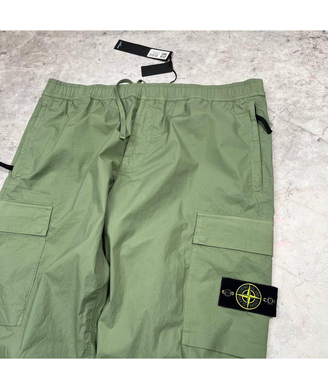 STONE ISLAND Хаки хлопковые повседневные брюки, фото 4