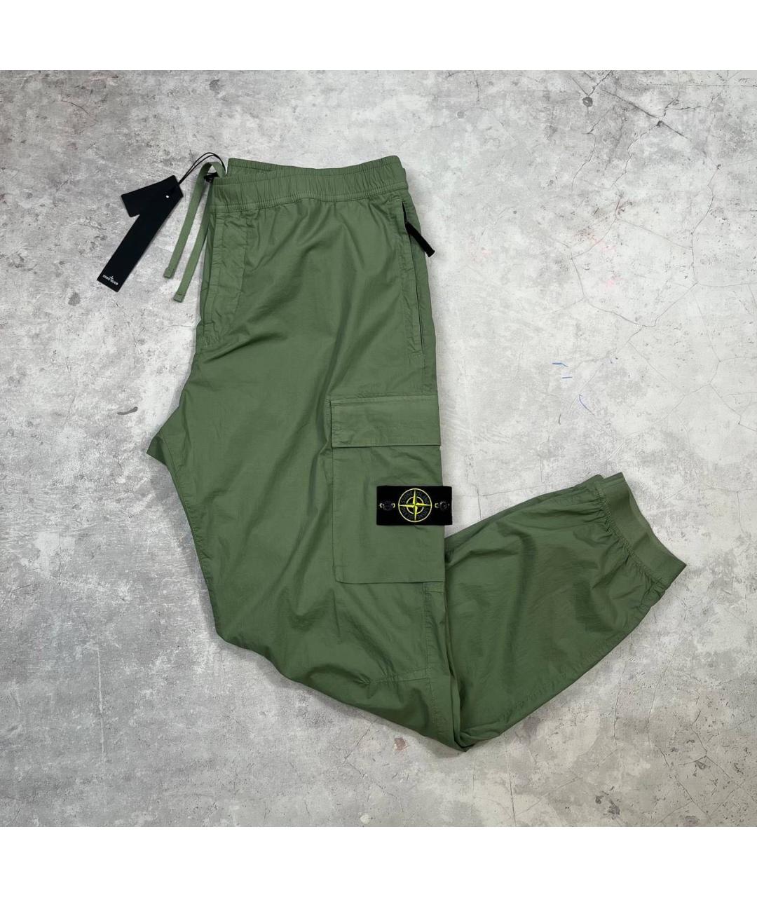 STONE ISLAND Хаки хлопковые повседневные брюки, фото 3