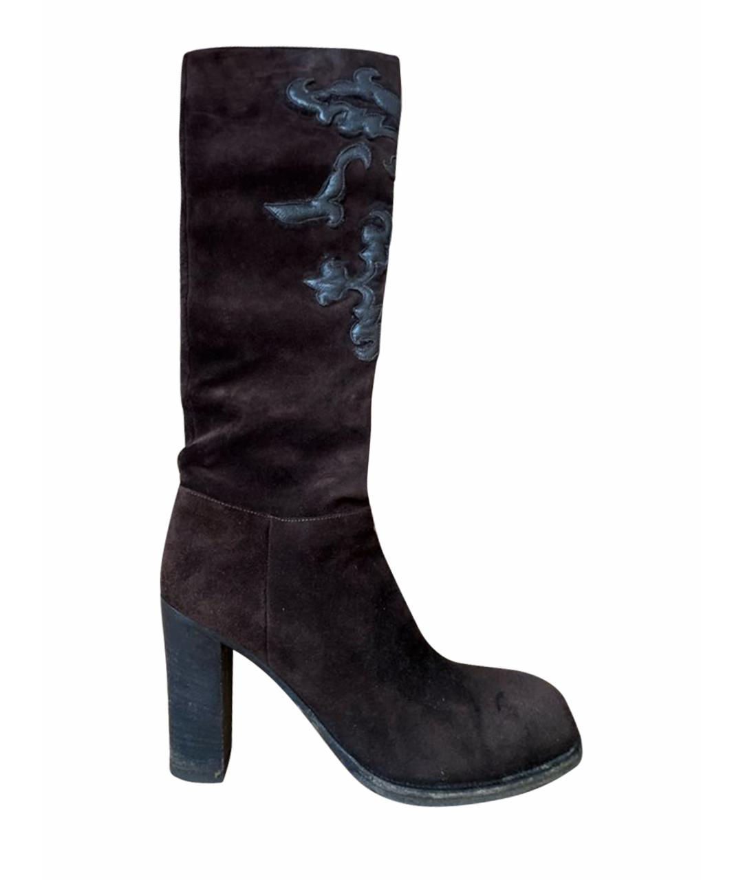 PRADA Коричневые замшевые сапоги, фото 1