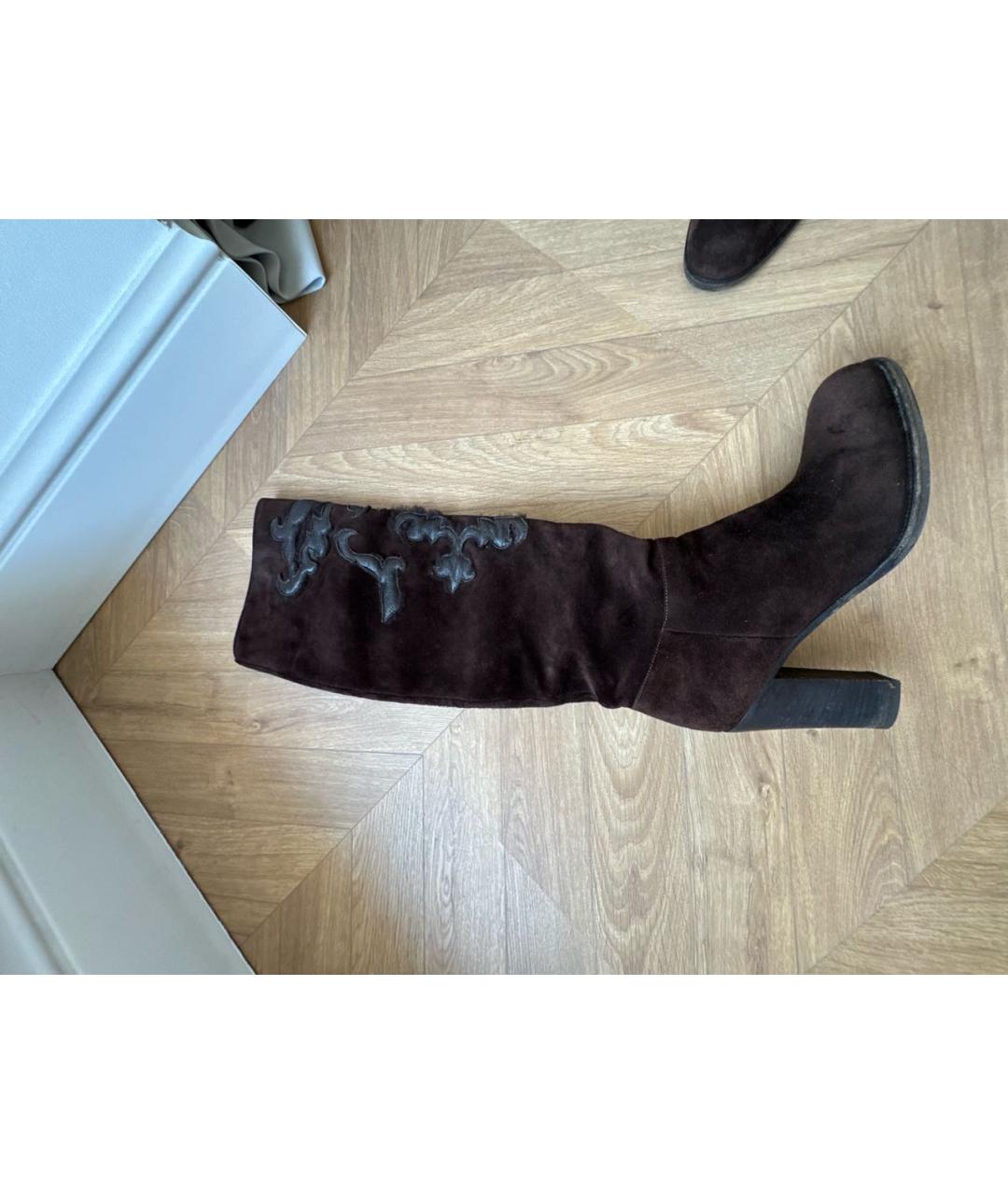 PRADA Коричневые замшевые сапоги, фото 8