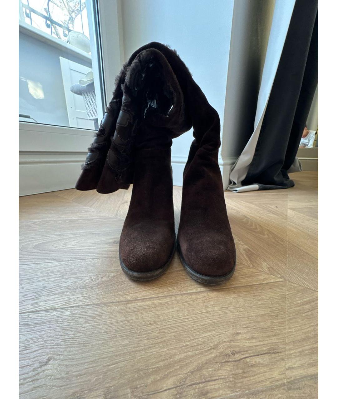PRADA Коричневые замшевые сапоги, фото 2