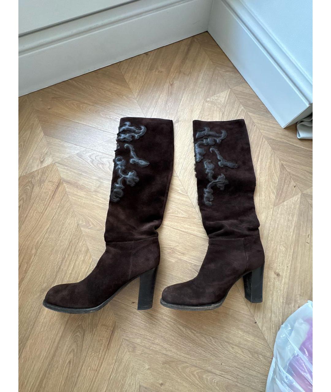 PRADA Коричневые замшевые сапоги, фото 6