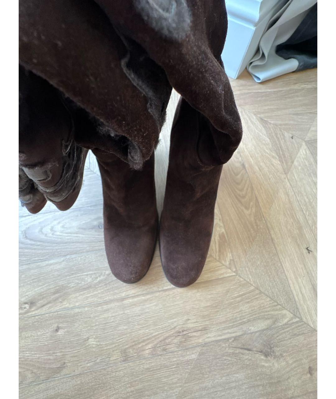 PRADA Коричневые замшевые сапоги, фото 3