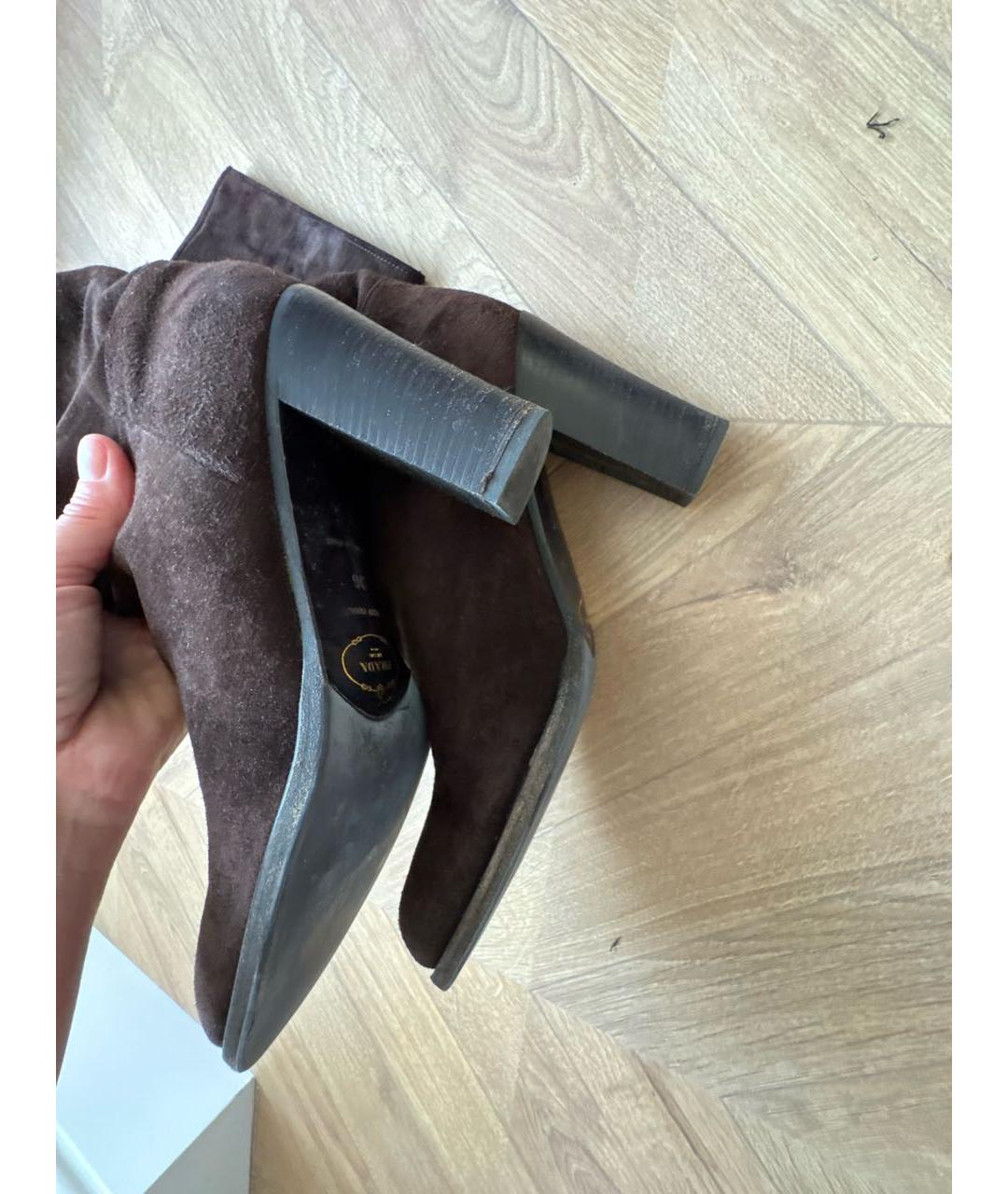 PRADA Коричневые замшевые сапоги, фото 7