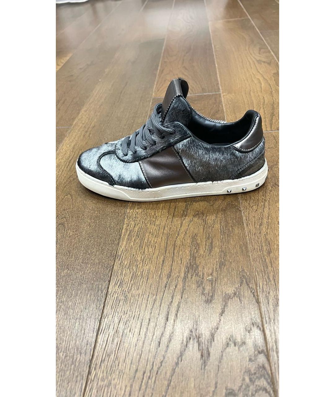 VALENTINO Серые кожаные кеды, фото 7