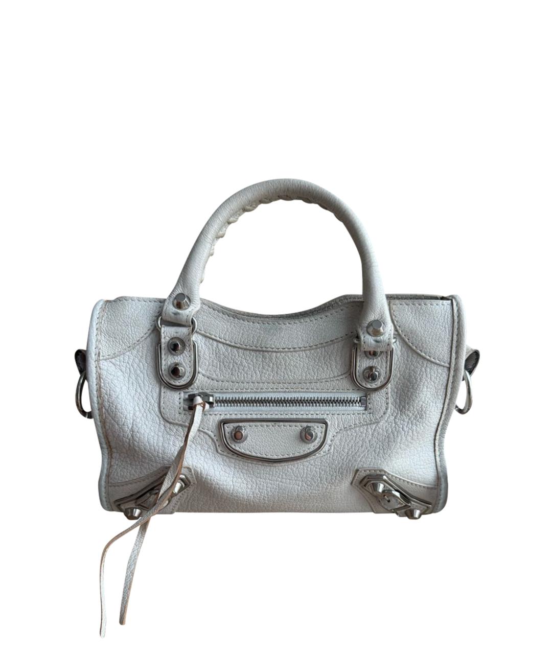 BALENCIAGA Белая кожаная сумка с короткими ручками, фото 1