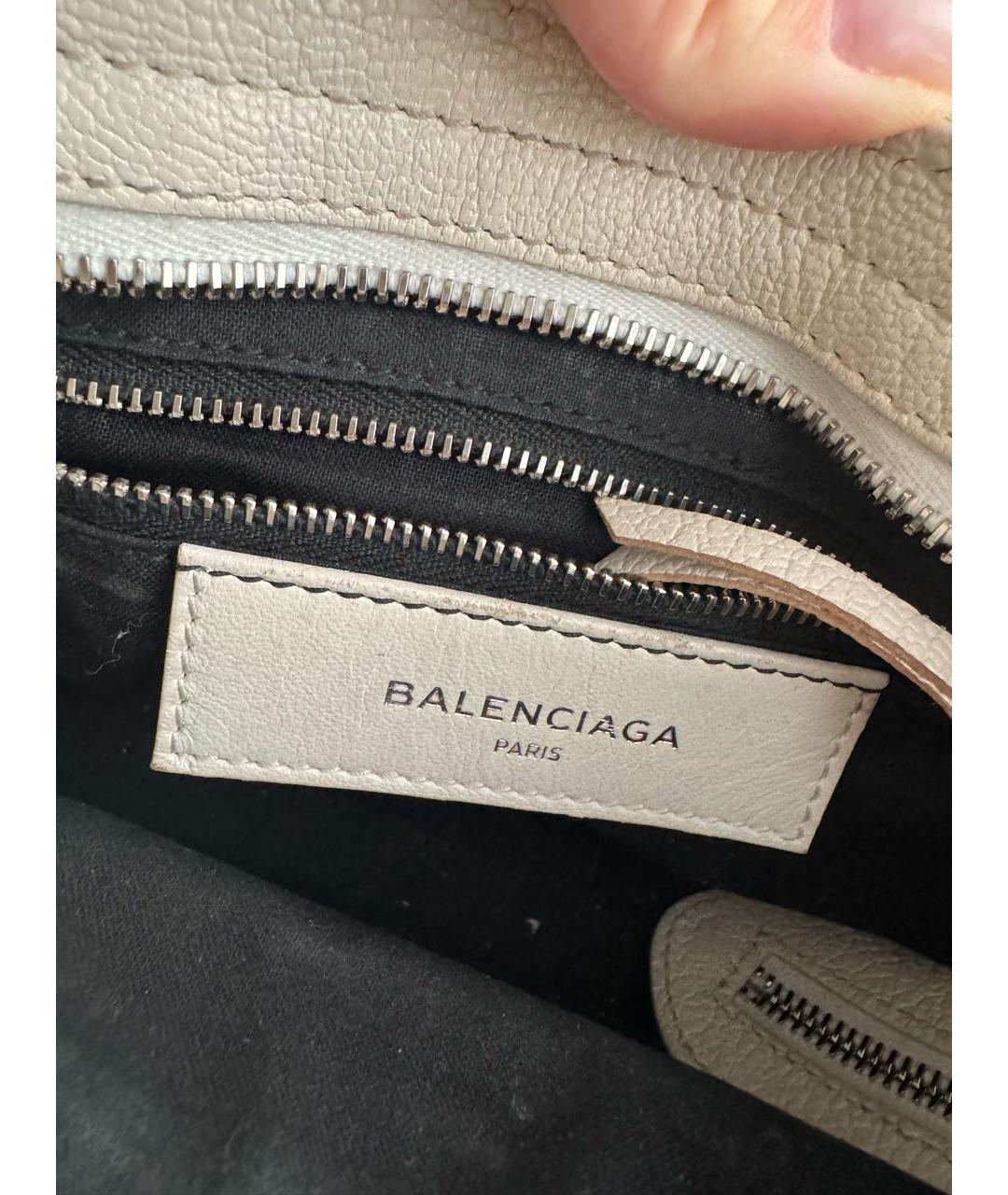 BALENCIAGA Белая кожаная сумка с короткими ручками, фото 4