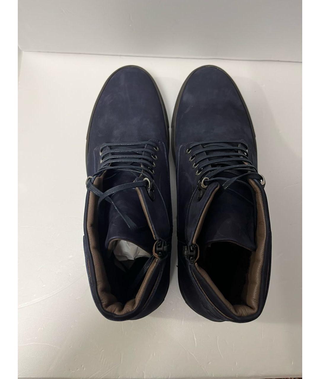 KARL LAGERFELD Темно-синие нубуковые высокие ботинки, фото 3