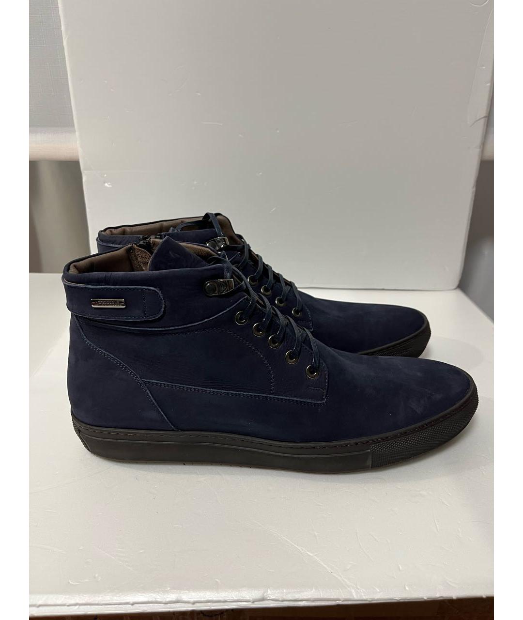 KARL LAGERFELD Темно-синие нубуковые высокие ботинки, фото 7