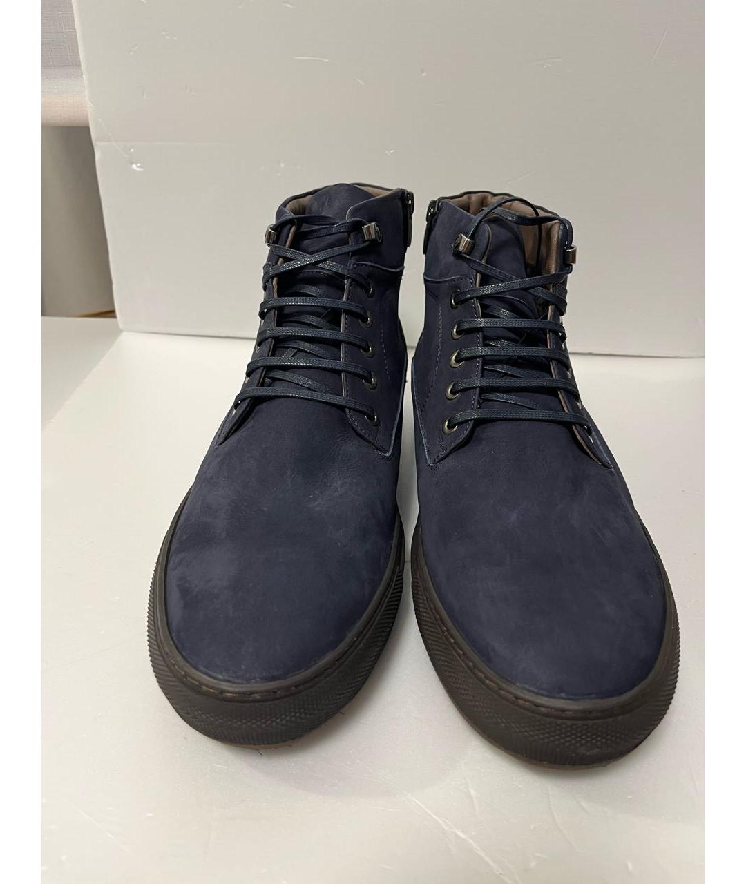 KARL LAGERFELD Темно-синие нубуковые высокие ботинки, фото 2