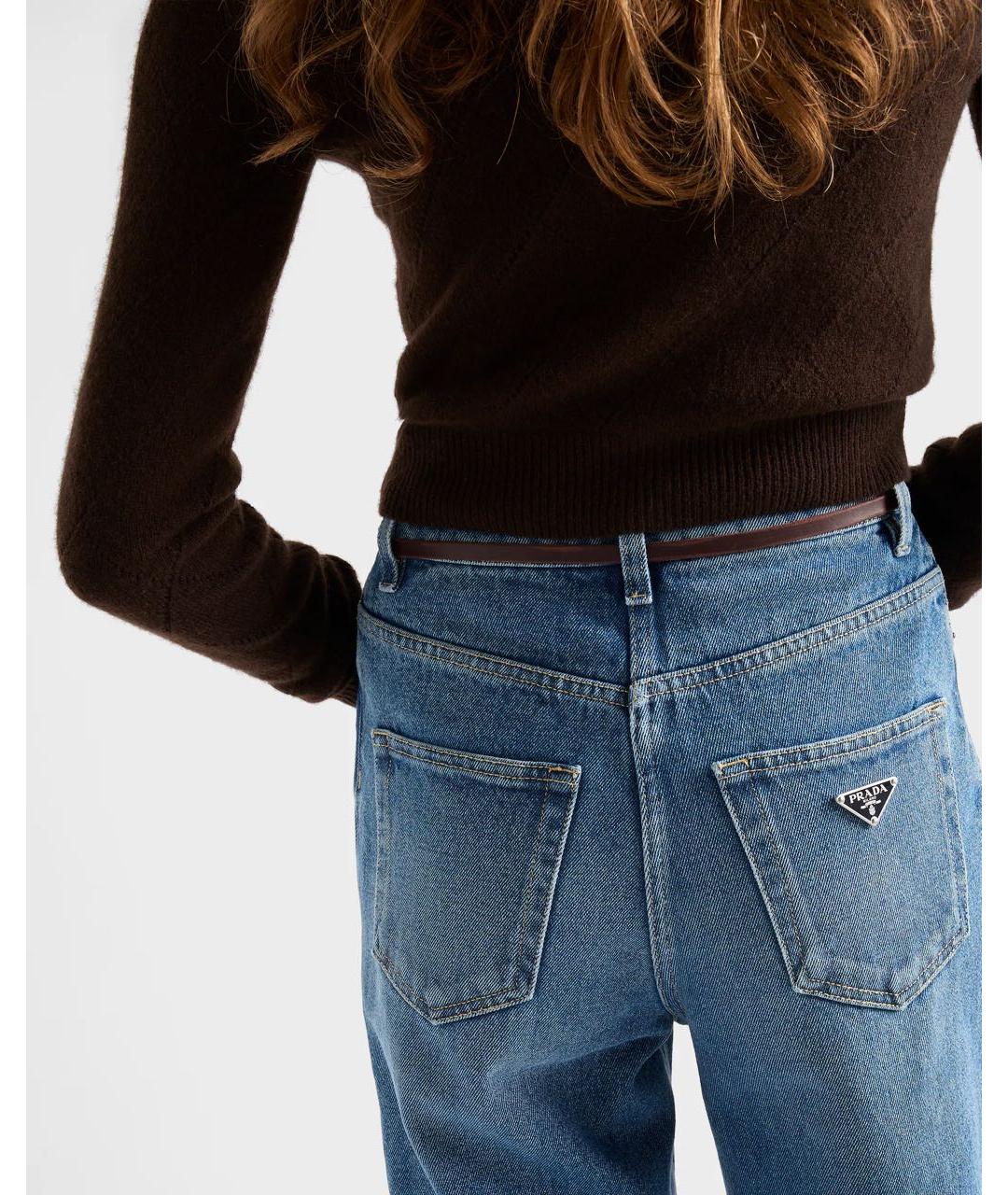 PRADA Голубые хлопковые прямые джинсы, фото 4