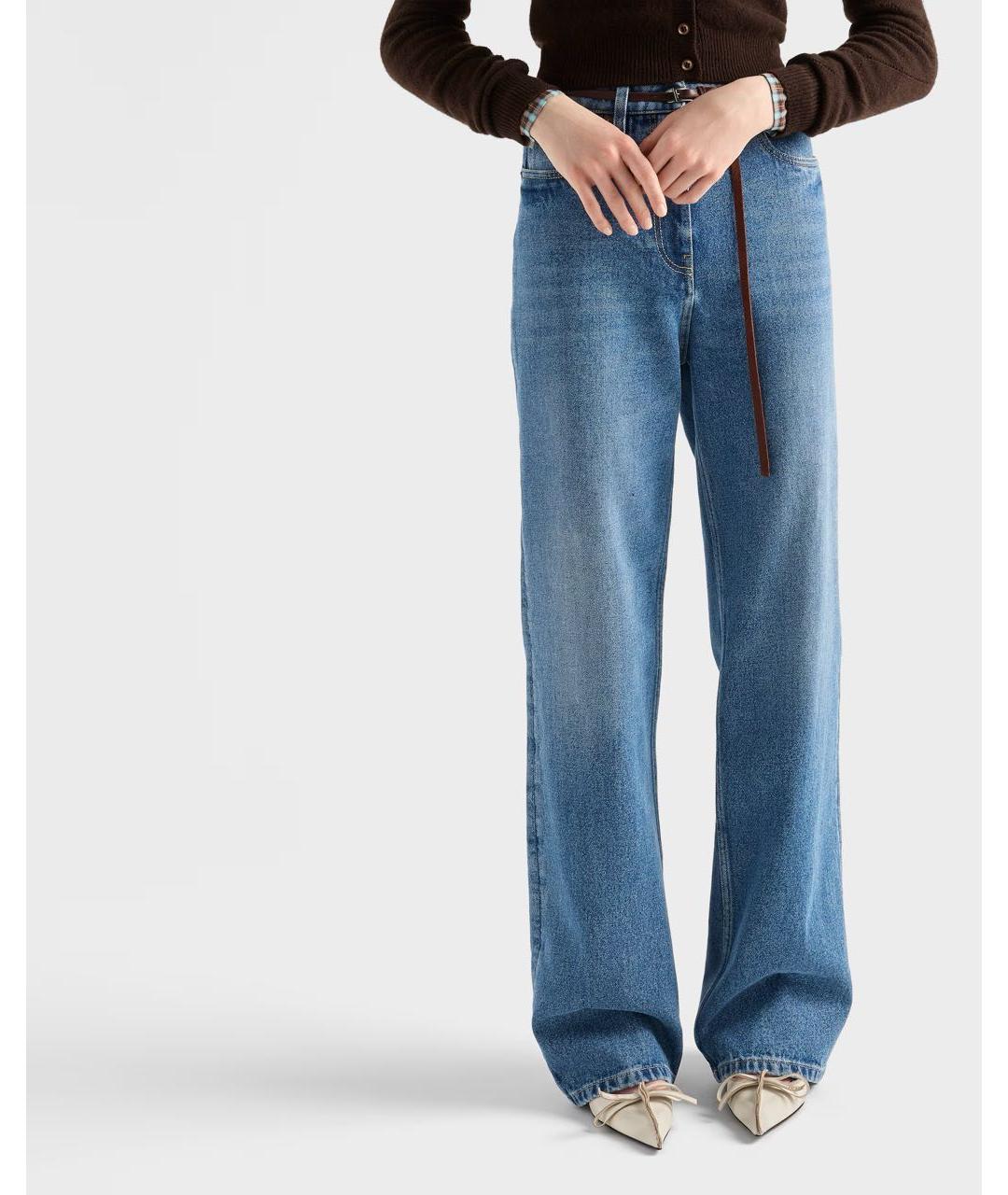 PRADA Голубые хлопковые прямые джинсы, фото 3