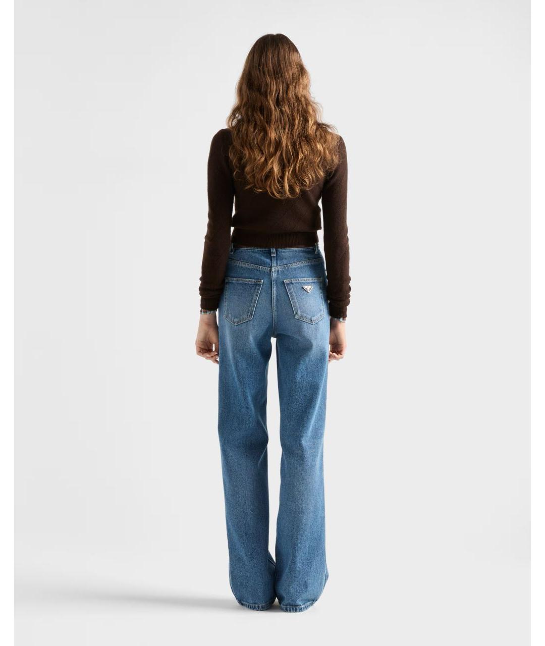 PRADA Голубые хлопковые прямые джинсы, фото 5