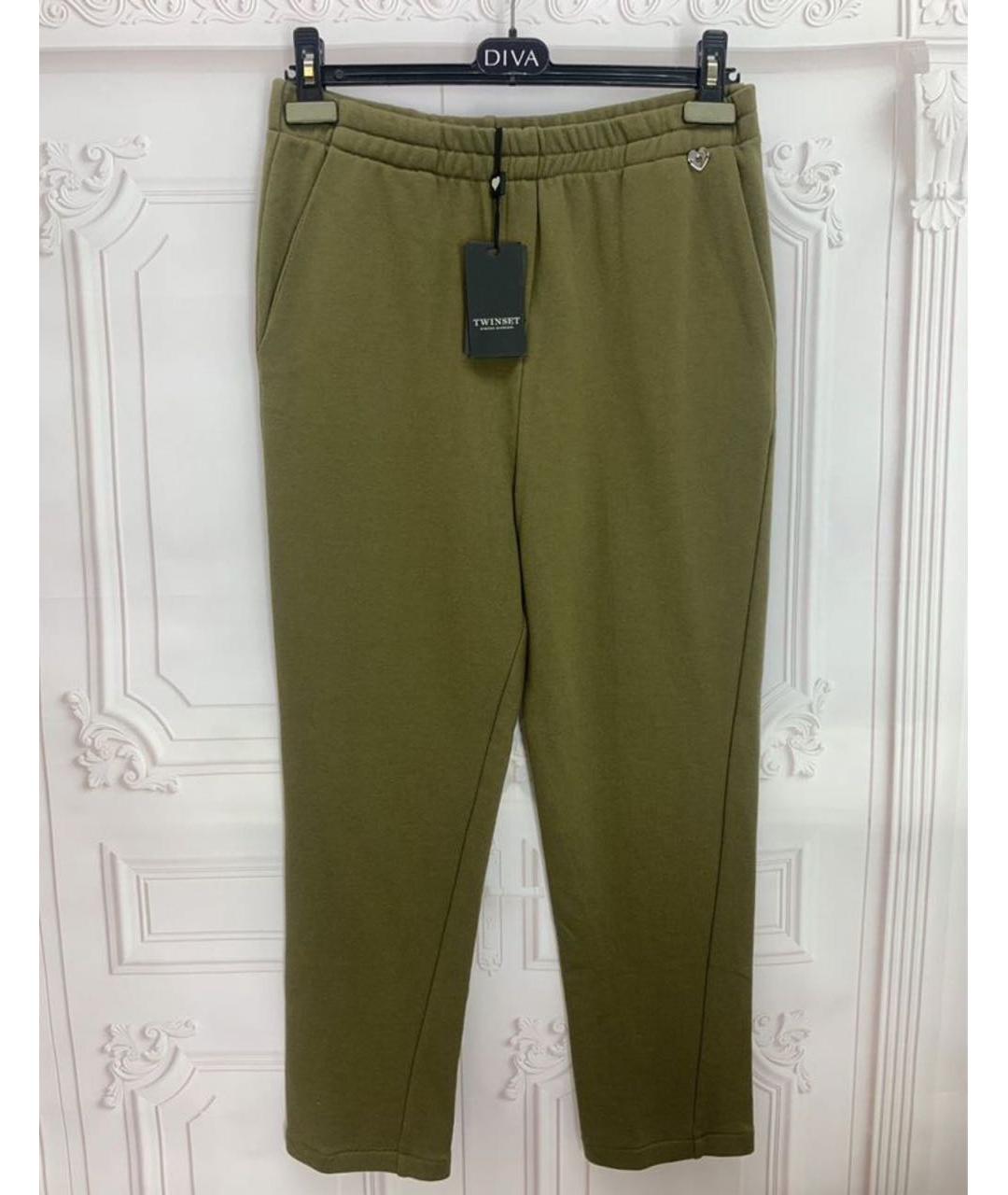 TWIN-SET Хаки хлопковые спортивные брюки и шорты, фото 8