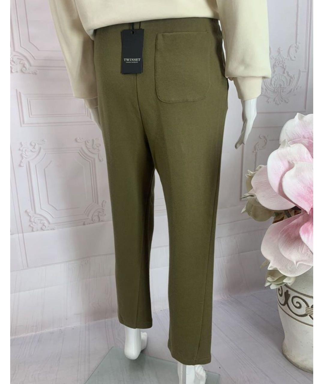 TWIN-SET Хаки хлопковые спортивные брюки и шорты, фото 7