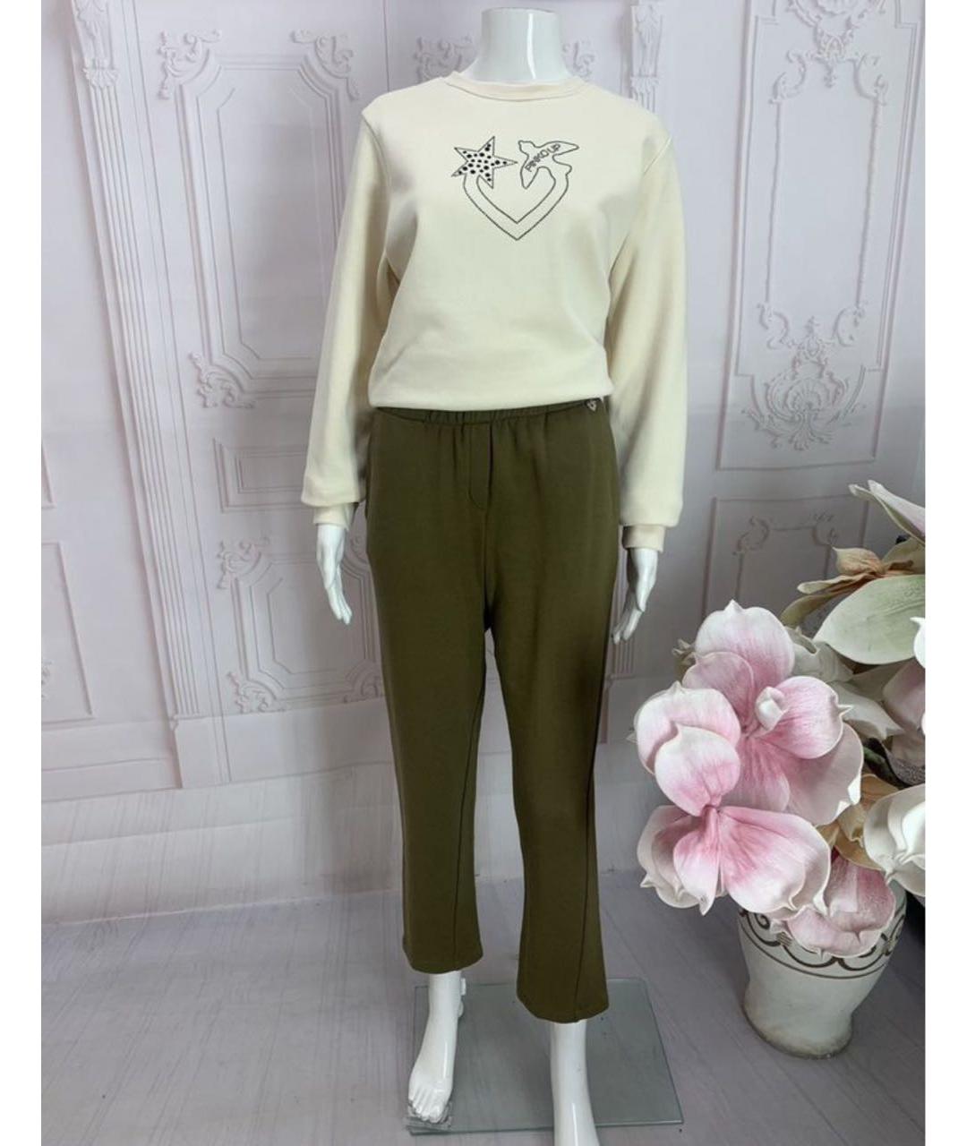 TWIN-SET Хаки хлопковые спортивные брюки и шорты, фото 5