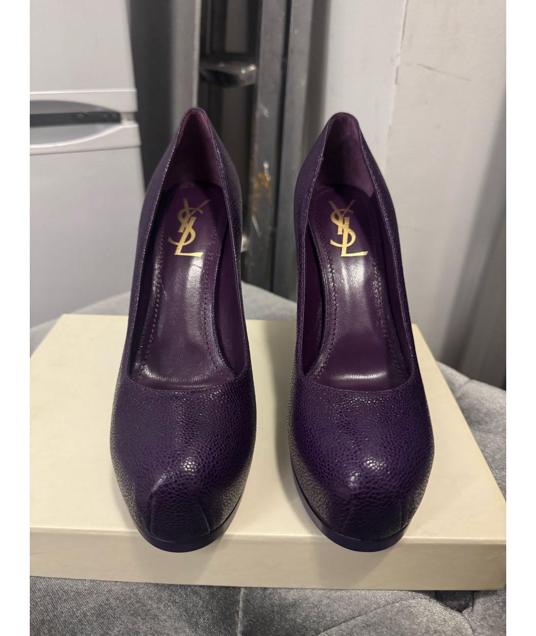 SAINT LAURENT Фиолетовые кожаные туфли, фото 2
