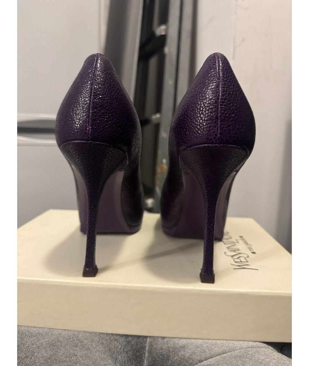 SAINT LAURENT Фиолетовые кожаные туфли, фото 4