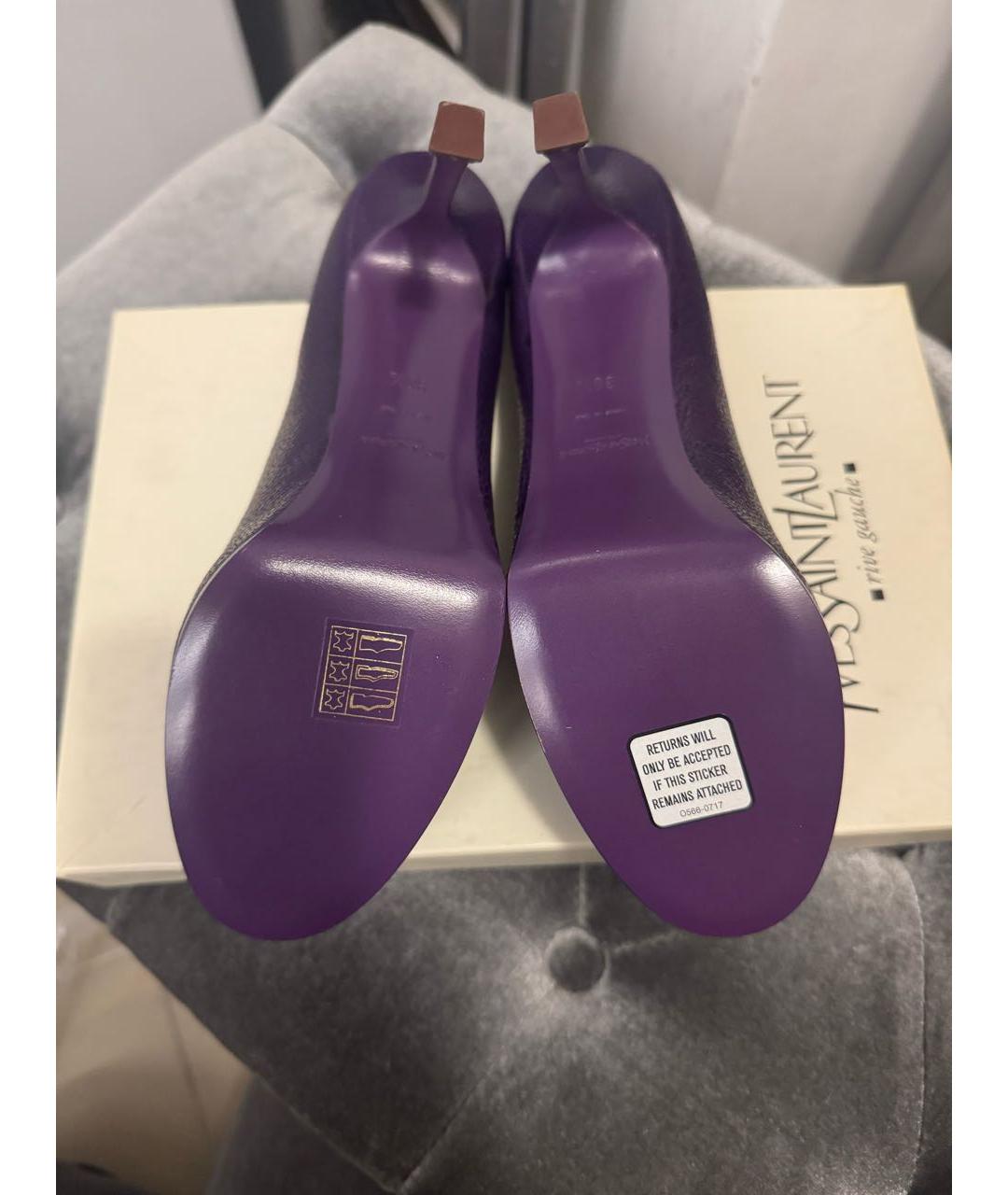 SAINT LAURENT Фиолетовые кожаные туфли, фото 5