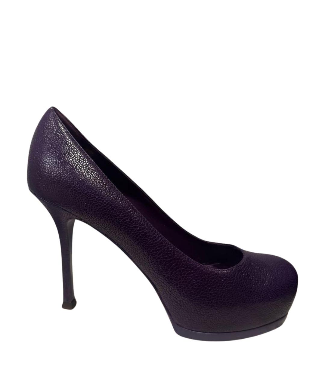 SAINT LAURENT Фиолетовые кожаные туфли, фото 1