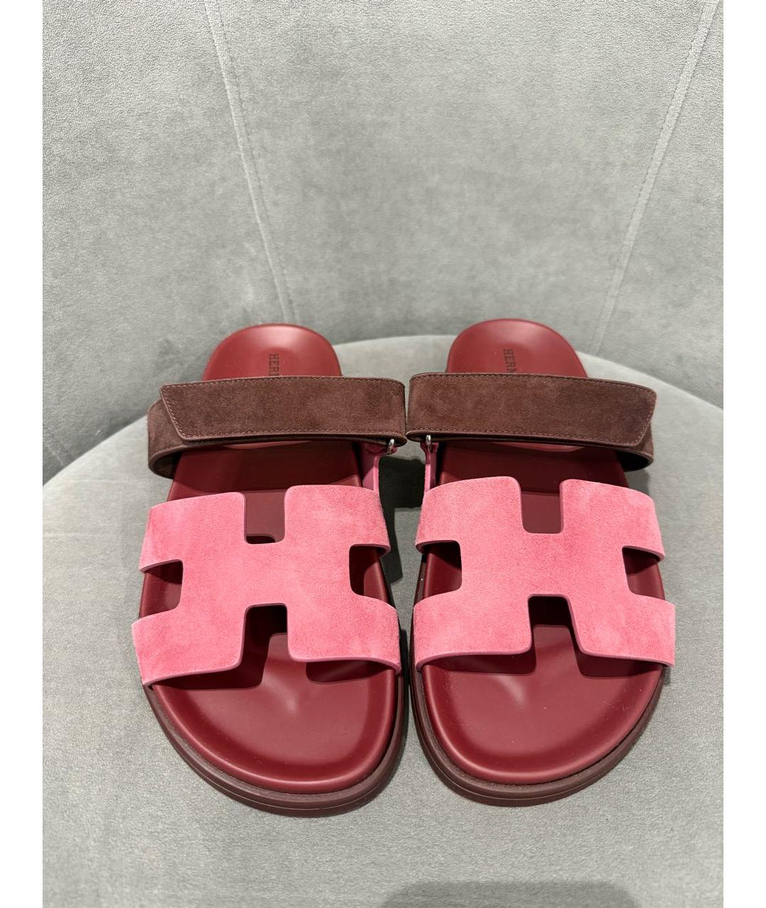 HERMES Розовые замшевые сандалии, фото 2