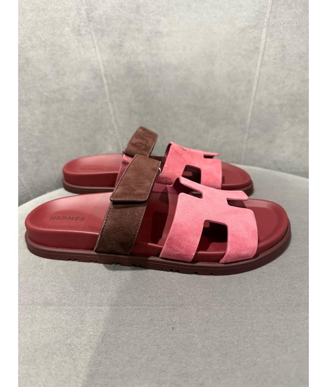 HERMES Розовые замшевые сандалии, фото 7
