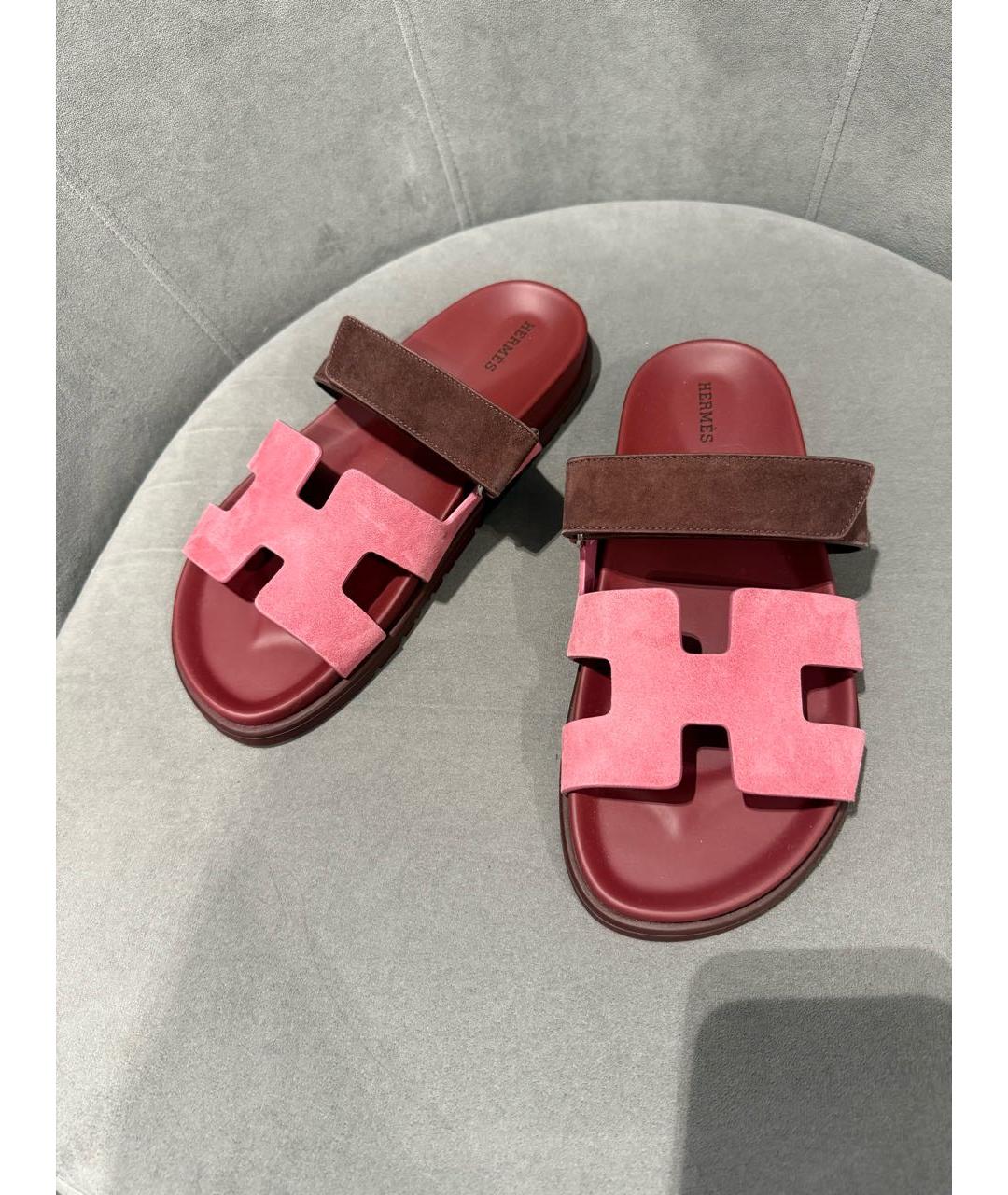 HERMES Розовые замшевые сандалии, фото 3