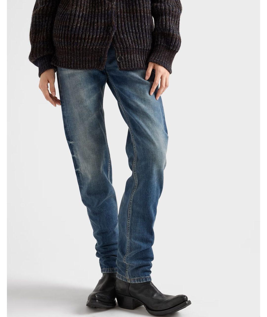 PRADA Синие хлопковые джинсы слим, фото 5