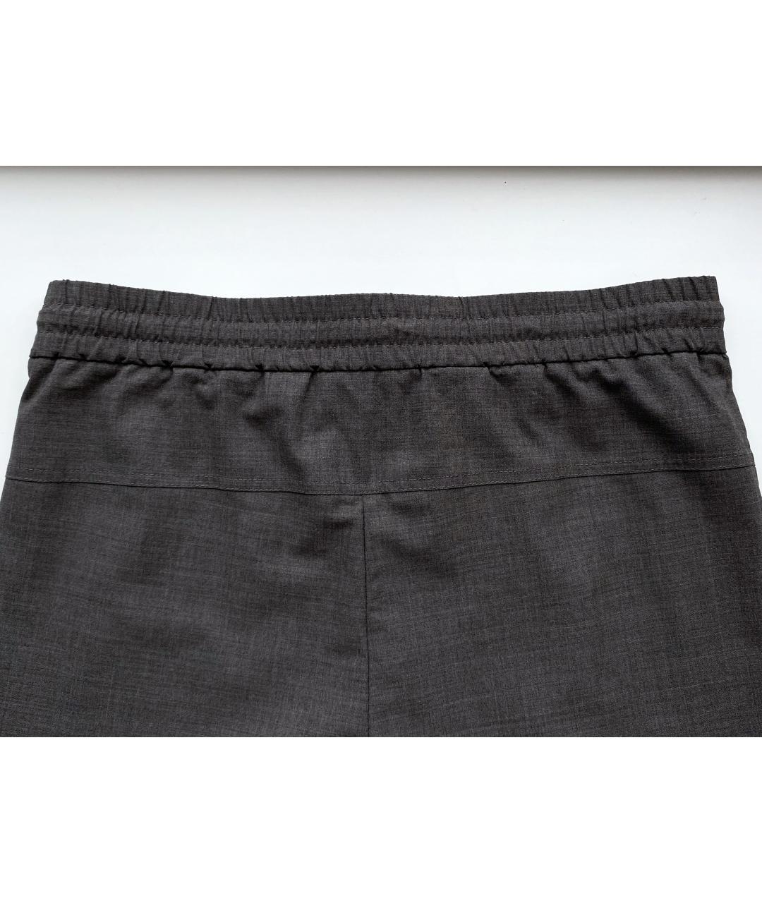 BRUNELLO CUCINELLI Серые шерстяные брюки узкие, фото 4