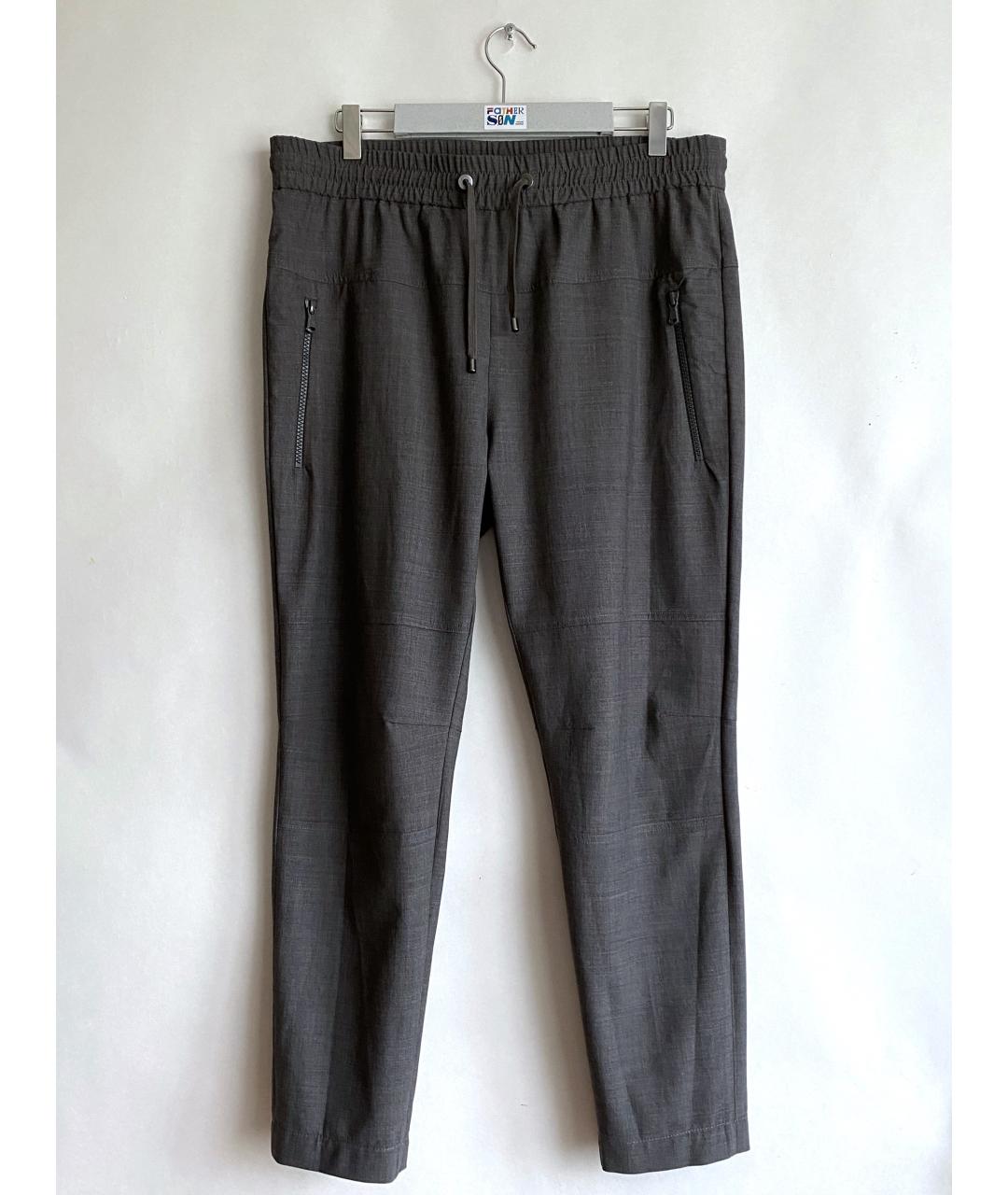 BRUNELLO CUCINELLI Серые шерстяные брюки узкие, фото 10