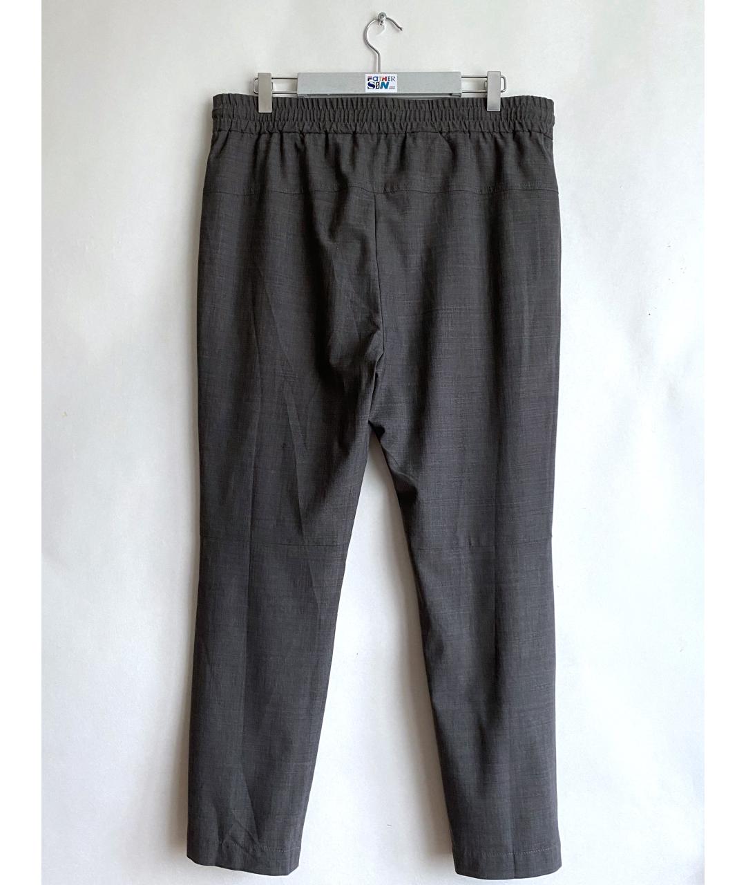 BRUNELLO CUCINELLI Серые шерстяные брюки узкие, фото 2