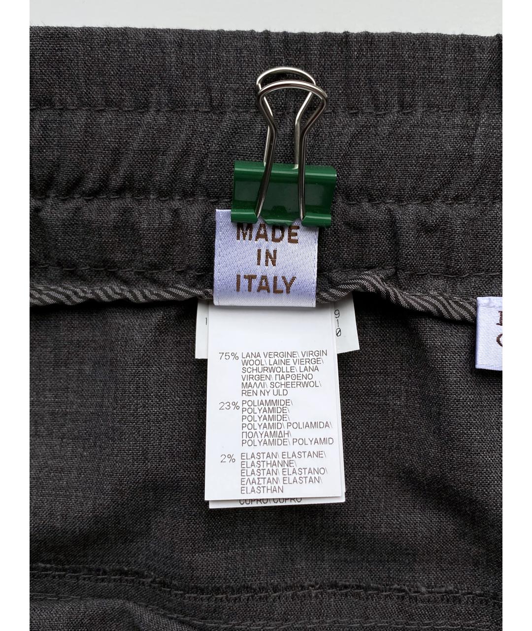 BRUNELLO CUCINELLI Серые шерстяные брюки узкие, фото 8