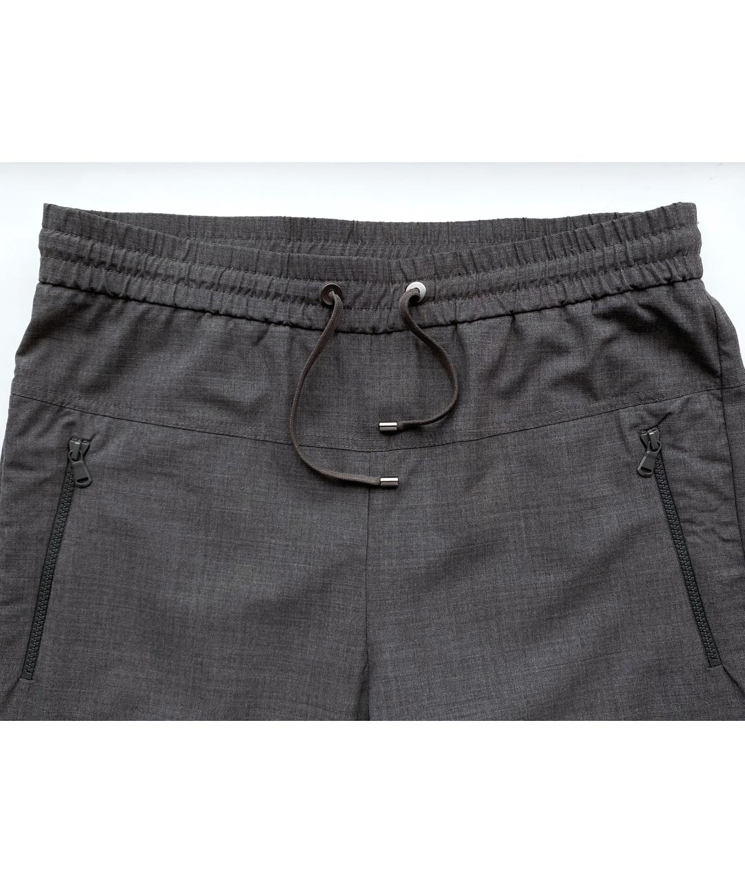 BRUNELLO CUCINELLI Серые шерстяные брюки узкие, фото 3