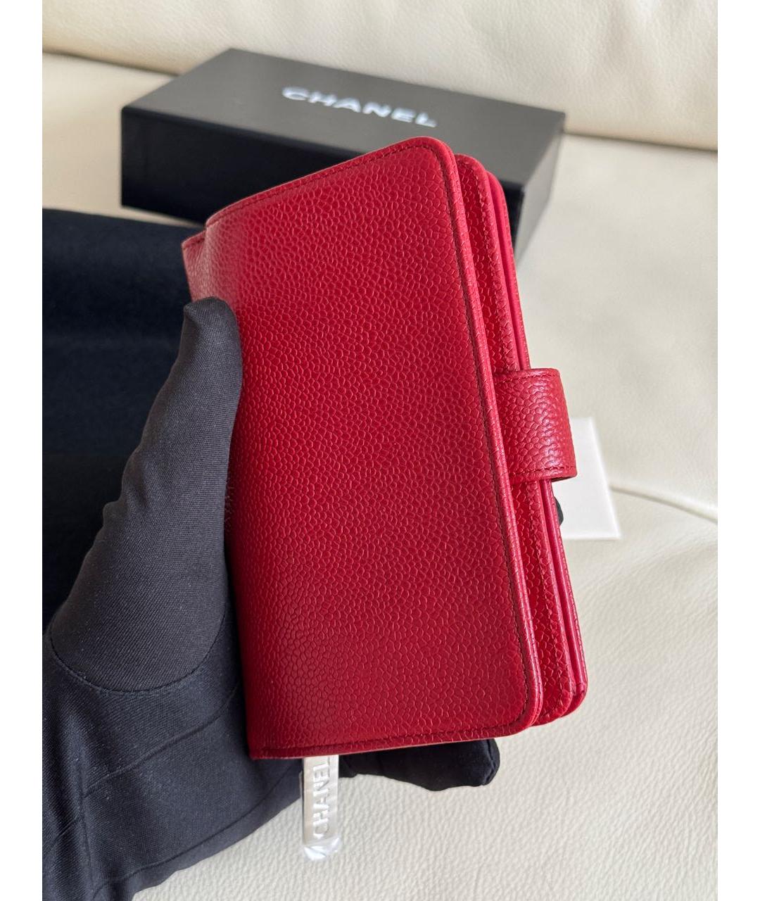 CHANEL Красный кожаный кошелек, фото 5