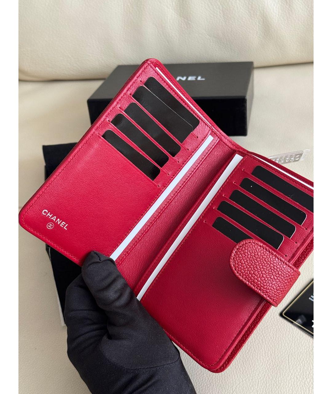 CHANEL Красный кожаный кошелек, фото 8