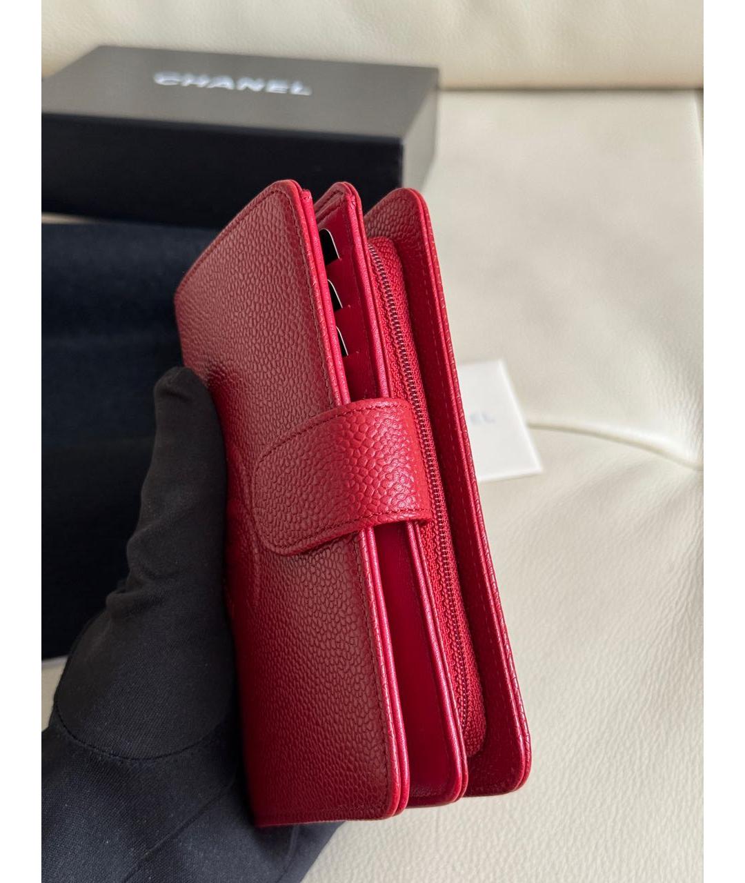 CHANEL Красный кожаный кошелек, фото 4