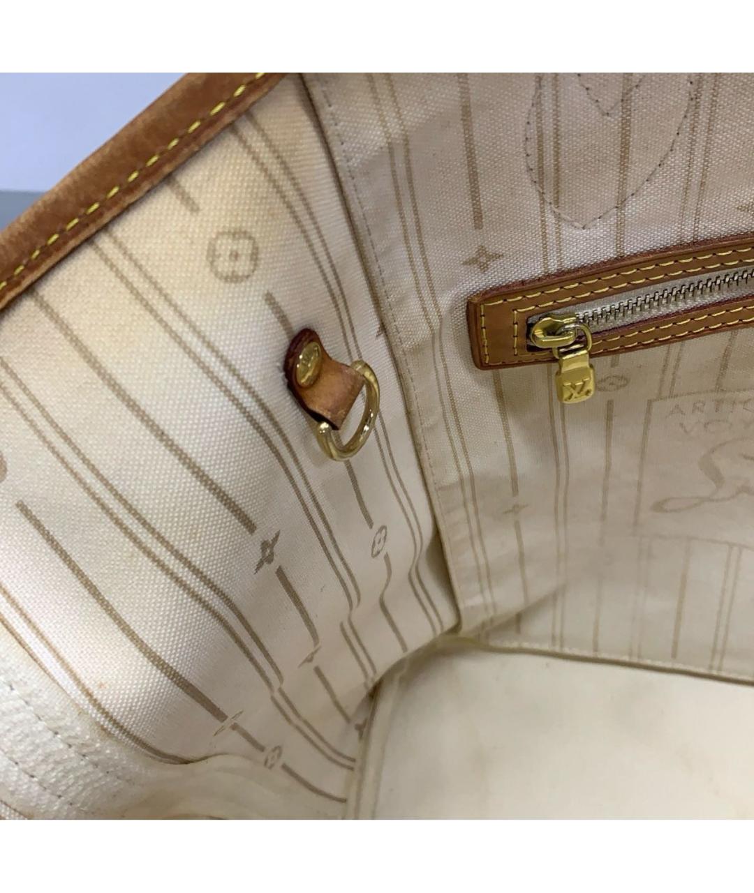 LOUIS VUITTON Бежевая кожаная сумка тоут, фото 3