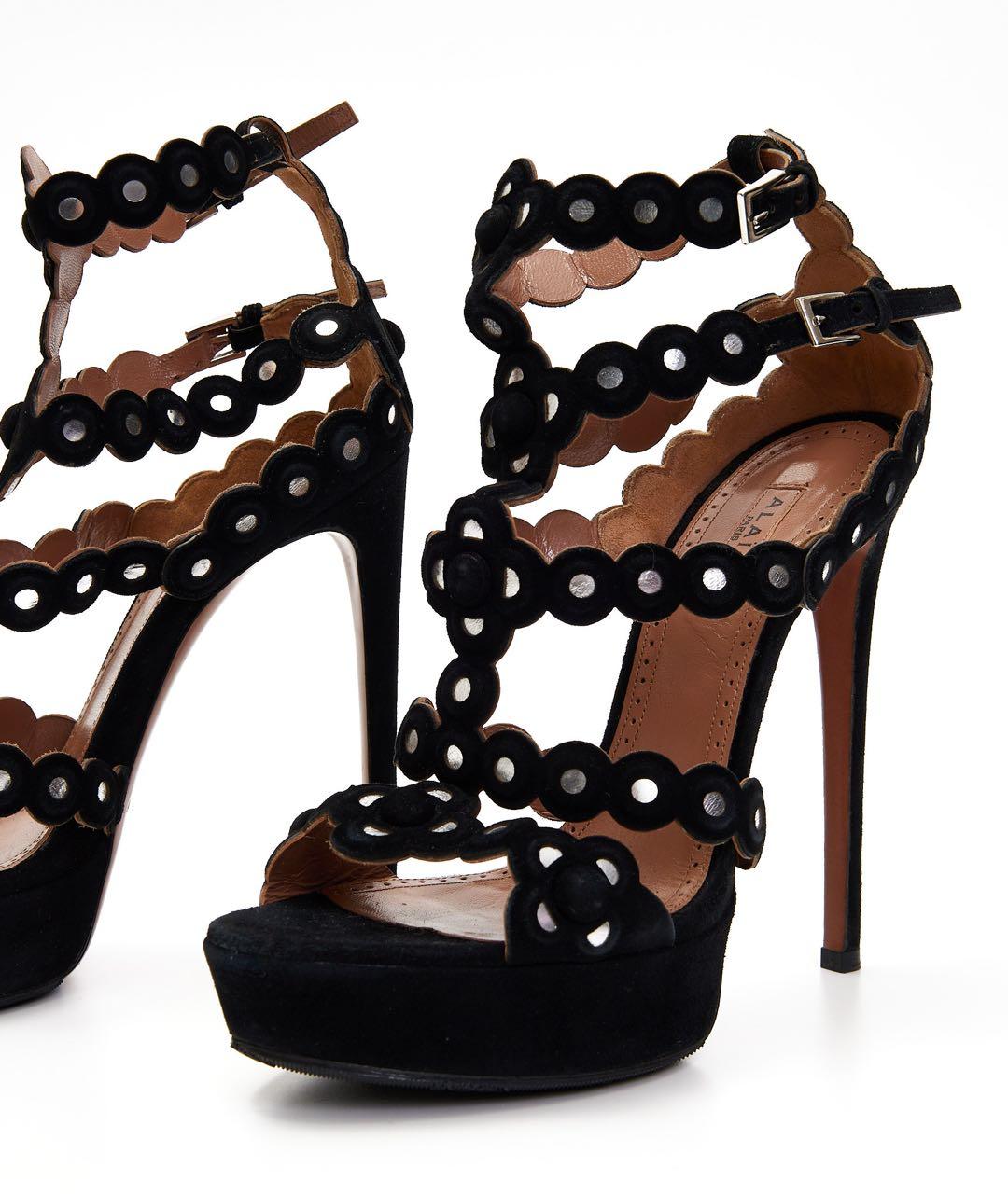 ALAIA Черные замшевые босоножки, фото 4